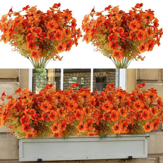 2/3/4/5/6/12Pcs Fall Artificial Flower 7 Fork UV Resistant Fake Flower Home Wedding Party Table Centerpiece Indoor Outdoor Faux Bloom Decoration