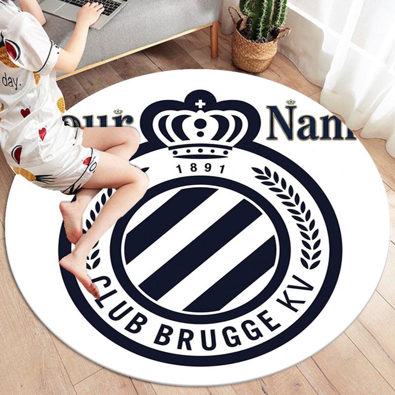 Club Brugge KV Custom Name Round Area Rug,Carpet Rug for Living Room Bedroom Sofa Playroom Decor,Non-slip Floor Mat
