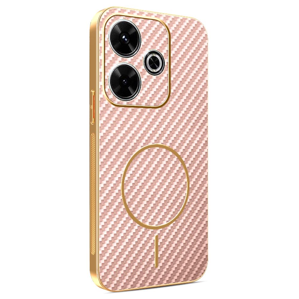 Phone Case For Xiaomi Redmi 13 4G/5G/Note 13R 5G/Poco M6 4G/M6 Plus 5G Carbon Fiber Textured Electroplated TPU Back Cover