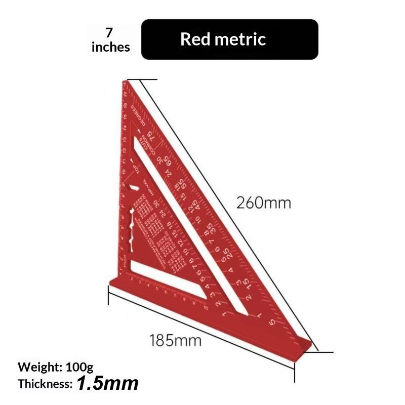 Aluminum Alloy Triangle Ruler High Precision Clear Scales 1Pcs Lightweight Portable Gauge for Engineer Woodworking Projects