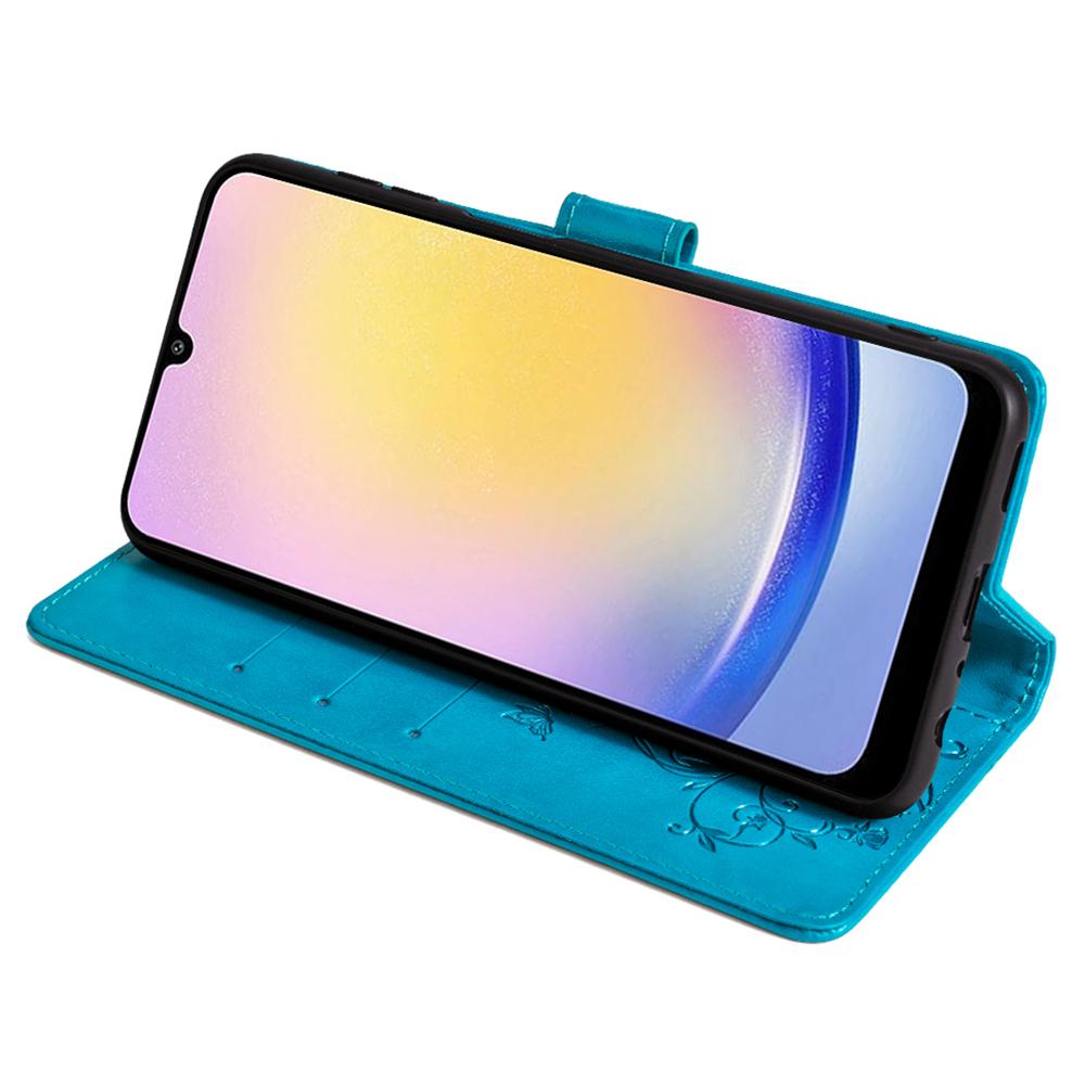 Für Samsung Galaxy A25 5G (Global) (161,0 x 76,5 x 8,3 mm) Hülle Schmetterling Blume PU Leder Handy Folio Cover