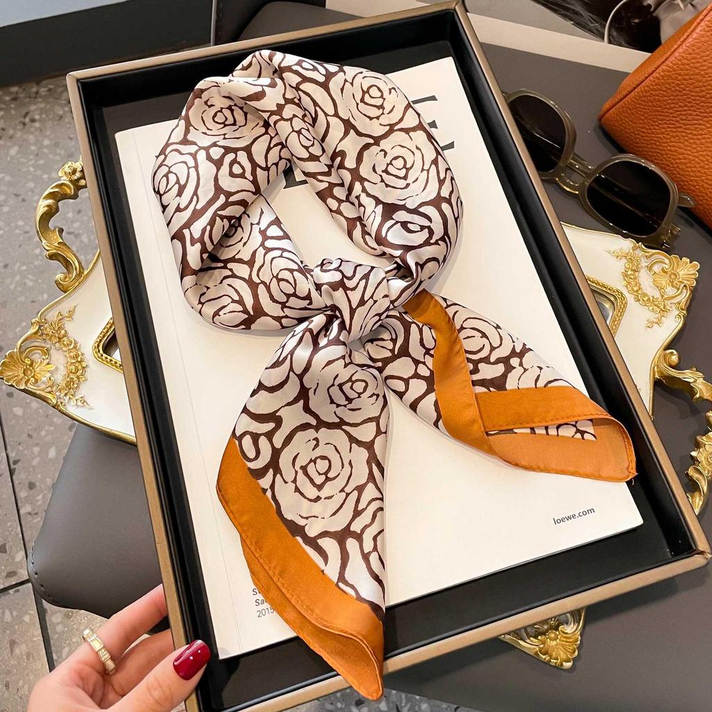 Blue Silk Retro Women's Scarf for Spring & Autumn