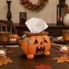 Halloween Kürbis Taschentuchbox Hülle Harz Gruselige Dekorative Serviettenhalter für Tisch Bauernhaus