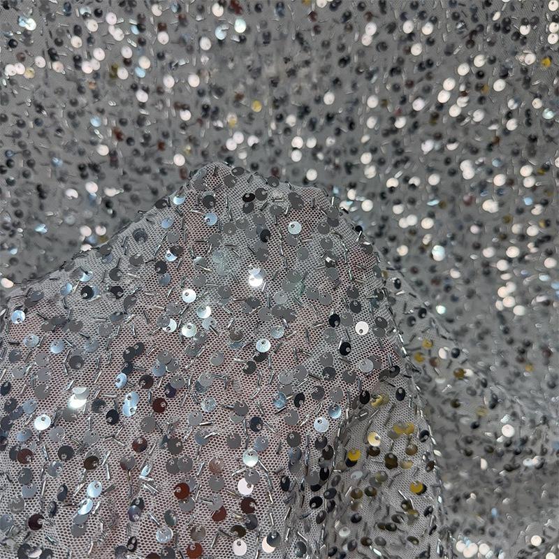 Exquisite Sequins Fabric with Shiny Sequins Embroidered for DIY Sewing Weding Party Dress Decoration Handmade DIY Designerfabric