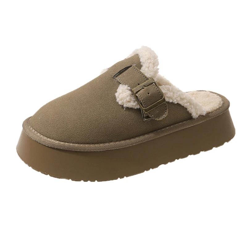 

2024 Новый стиль женские плюшевые тапочки классические зимние теплые домашние хлопковые тапочки удобные открытые пятки высококачественные повседневные тапочки 35