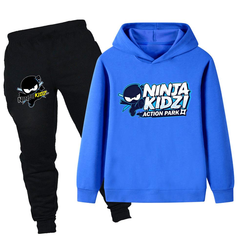 PB1174 Kids Boys Girls NINJA KIDZ Printed Long Sleeves Hoodie Trousers Top Pants Clothes Sets