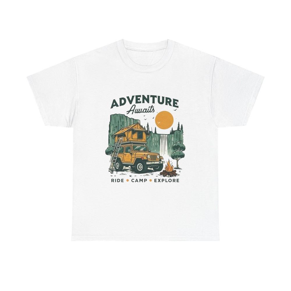 Adventure Awaits Camping Graphic T Shirt Unisex Heavy Cotton Tee Unisex T-Shirt Graphic Tee M