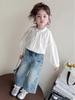 Girls' 2026 Spring Rhinestone Star Denim Jeans - Drapey Straight-Leg Casual Pants