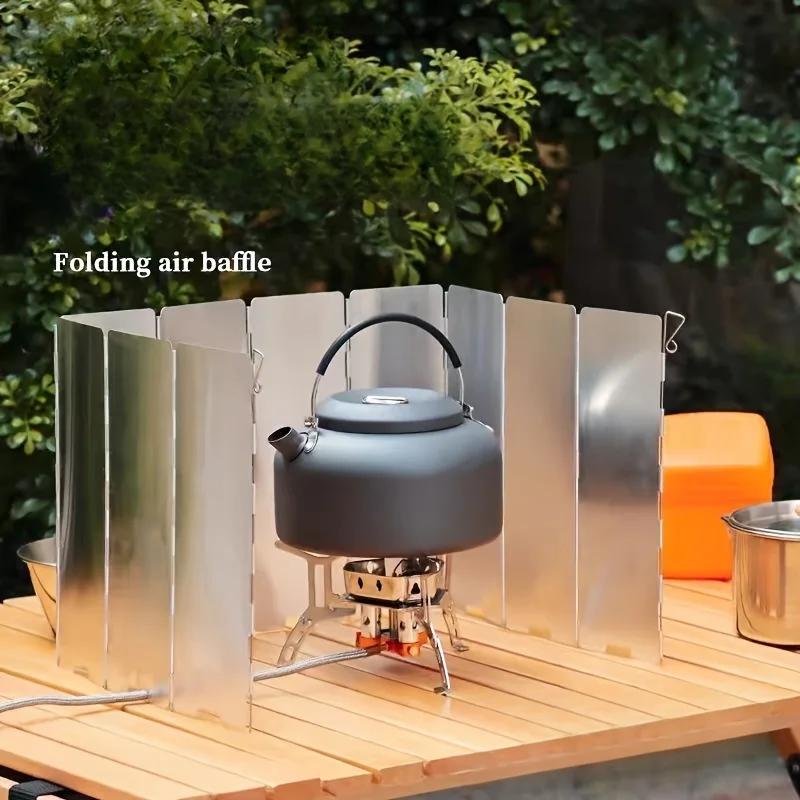 Outdoor Camping Stove Shield, Foldable Aluminum Alloy Windbreak, Gas Stove Wind Guard, Camping Accessories