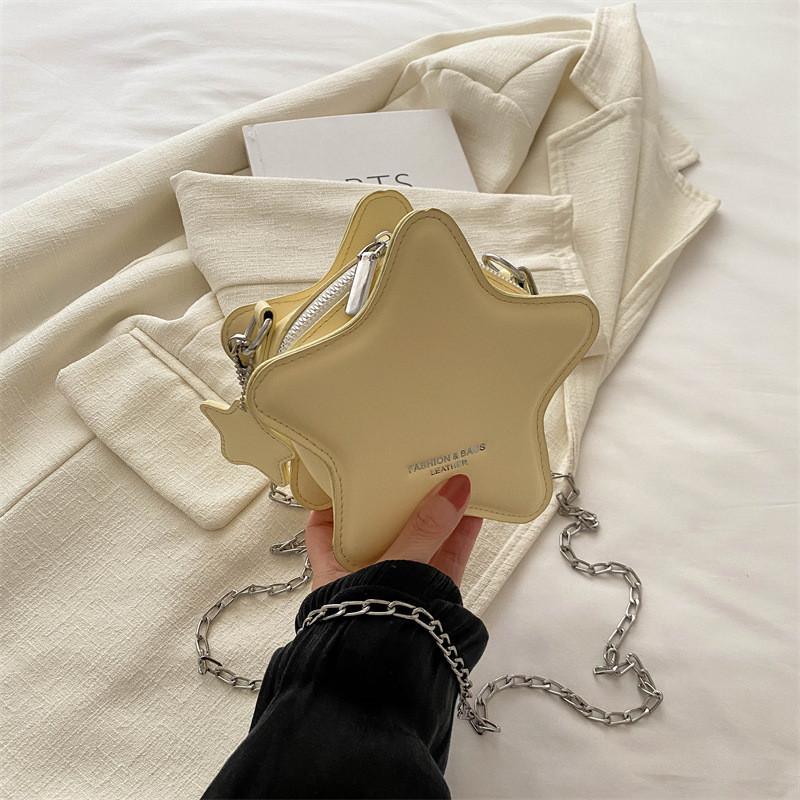 Fashionable Candy Color Star Bag 2024 Cute Cartoon Pu Chain Crossbody Bag