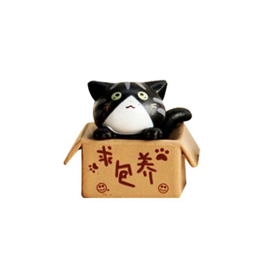 Lovely Box Cartoon Cat Miniature Landscape Decor Bonsai Resin Crafts Ornament