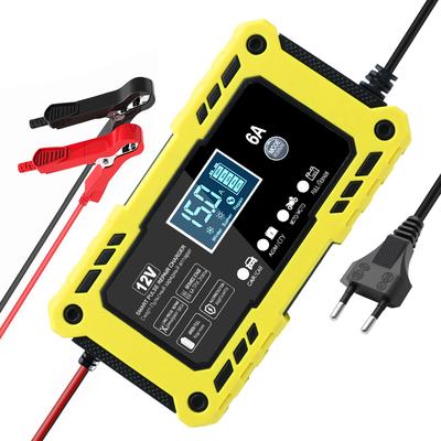 Car RV Truck Trailer Motorcycle Intelligent Battery Charger Multifunctional Lead-Acid Maintenance Auto Smart Pulse Repair 12V6A