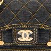 Chanel 23s Double You Diamond-Pattern Leather Chain Denim Single-Shoulder Messenger Bag Mini Women'S Black