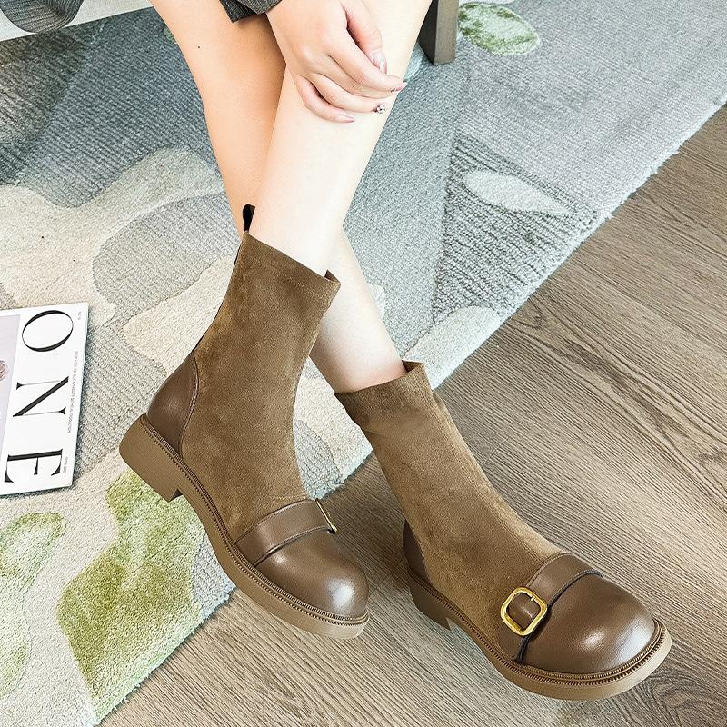Augustine Martin Boots Women's Autumn 2025 New Sweet Cool British Style Elastic Socks Boots Retro Thin Boots Tide