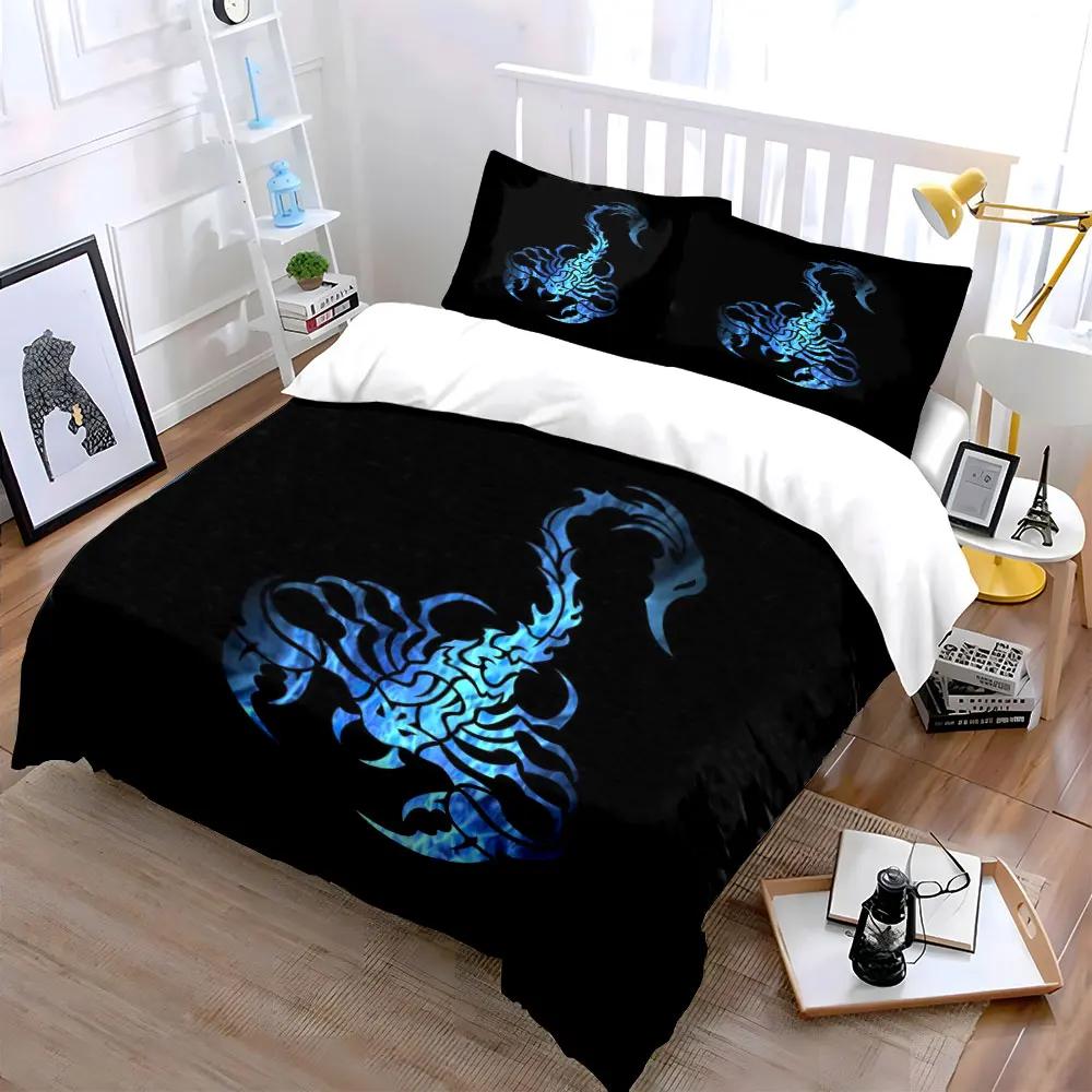 Blue Scorpion Art Set Multiple sizes kid's and adults' bedroom Exquisite 3PC bedding set gift