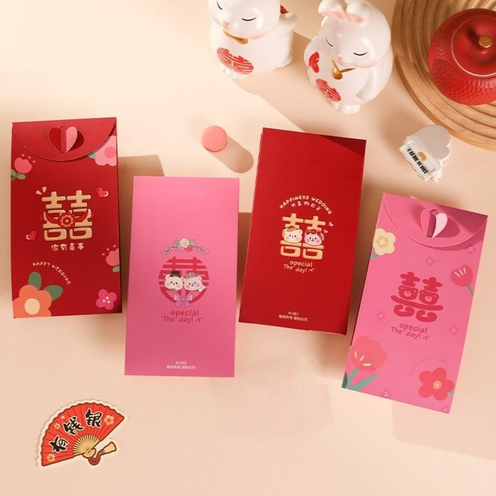 Blessing Words 3D Creative Red Envelopes Spring Festival Chinese New Year 3D Money Pocket HongBao Red Lucky Bag
