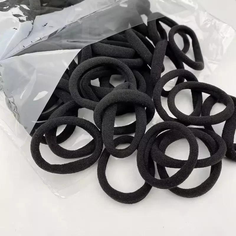 

50/100 шт. Черные резинки для волос для женщин, девочек, повязка на голову, высокоэластичная резинка, резинки для волос, держатель для хвостика, скранчи, аксессуар 100PCS чёрный