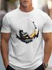 Mens Summer Fashion Casual FloorLength Moon Patterned Print Sport Roundneck LooseFitting Breathable Soft 100 Cotton TShirt