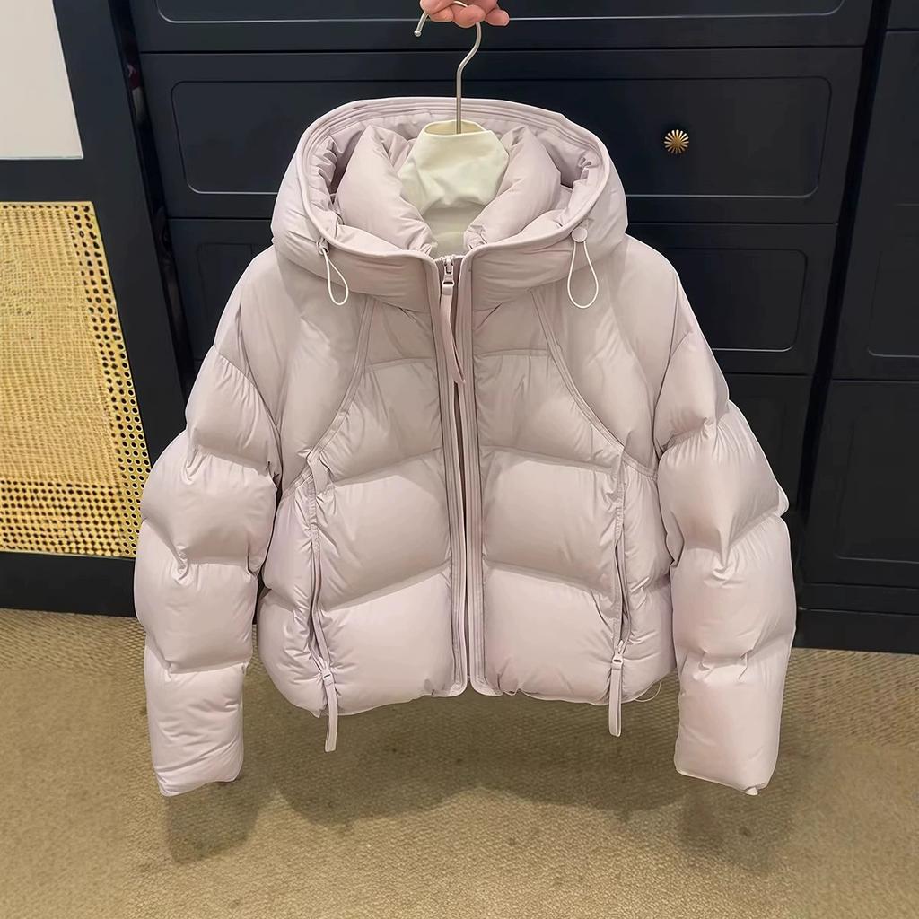 Sweet little hooded down jacket women's short winter fashion loose warm simple bread jacket