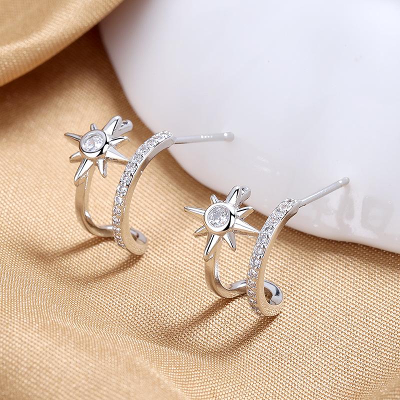 925 Sterling Silver Stud Earrings AAA Zircon For Women High Quality Exquisite Student Girlfriend Jewelry Accessories Heart Gift