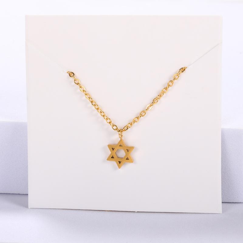 Pentagram Necklaces Pendants Stainless Steel  Chain Star Of David Choker Necklace For Women Jewish Jewelry Collares