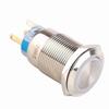 19mm 12-24V Wasserdichter Selbstverriegelnder Drucktastenschalter aus Edelstahl Weiße LED