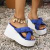 Platform Wedge Slippers Women Outside Shoes Riband Butterfly Knot Sandals Summer Beach Flip Flop Slides Women Bohemian Shoes