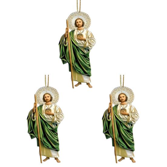 Yousheng 2D Acrylic Jesus Christ Ornament Car Rearview Mirror Hanging Decor Auto Interior Religious Gift for Christian Retro Faith Accessories