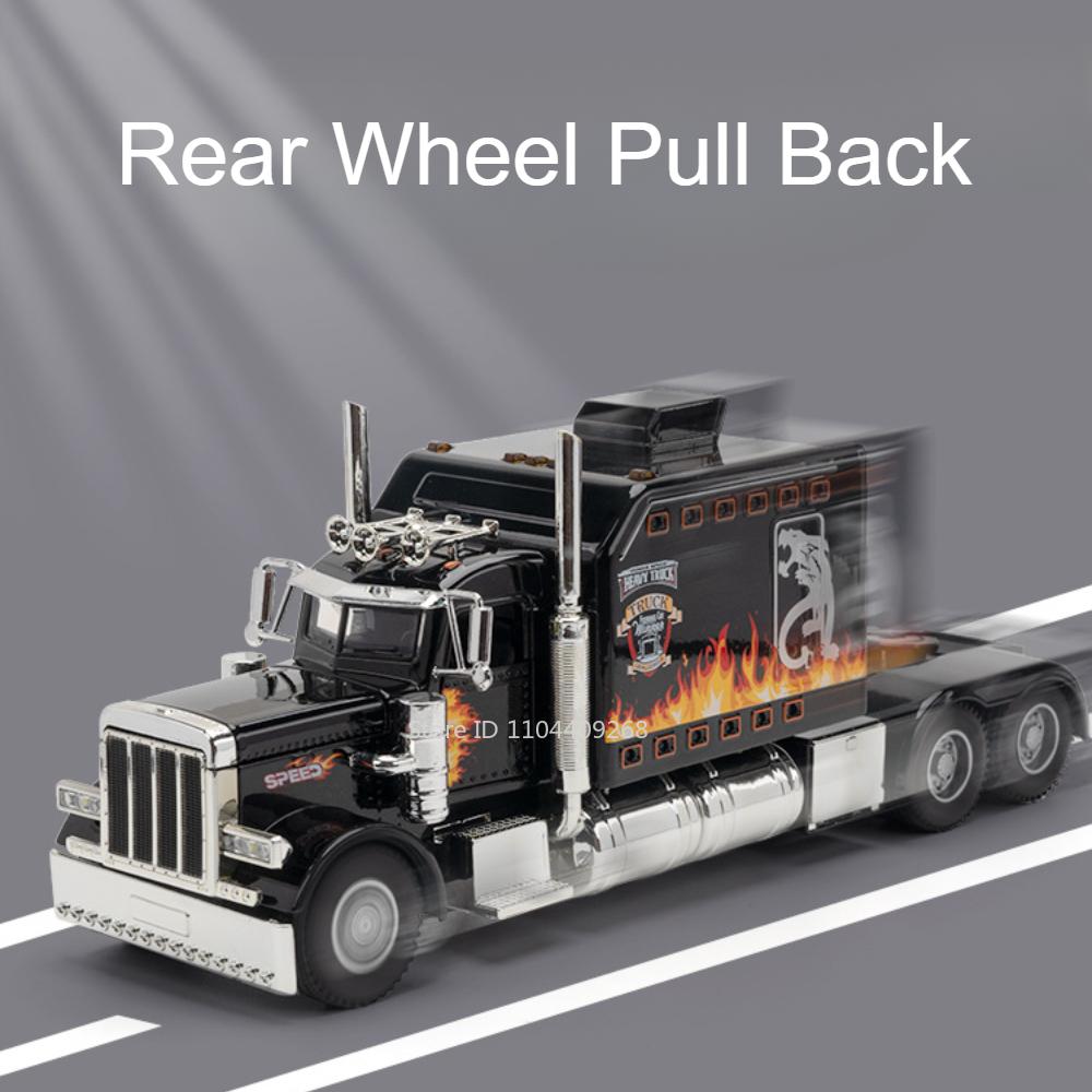 1:24 PETERBILT 389 Truck Toy Walking Tractor Car Model Alloy Die-cast Sound Light Vehicle Models Interior Decoration Present