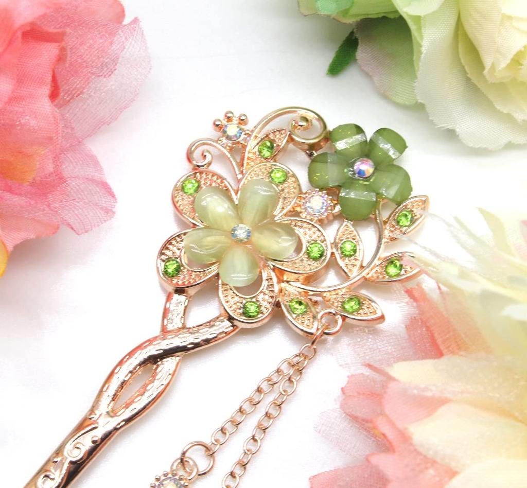 Miaomyao Single Hair Ornament for Japanese and Antique Cherry Blossom Pink Hair Miaomyao Hairpin, Clothing, Tomesode, Kimono, Yukata, Flower, Gold,