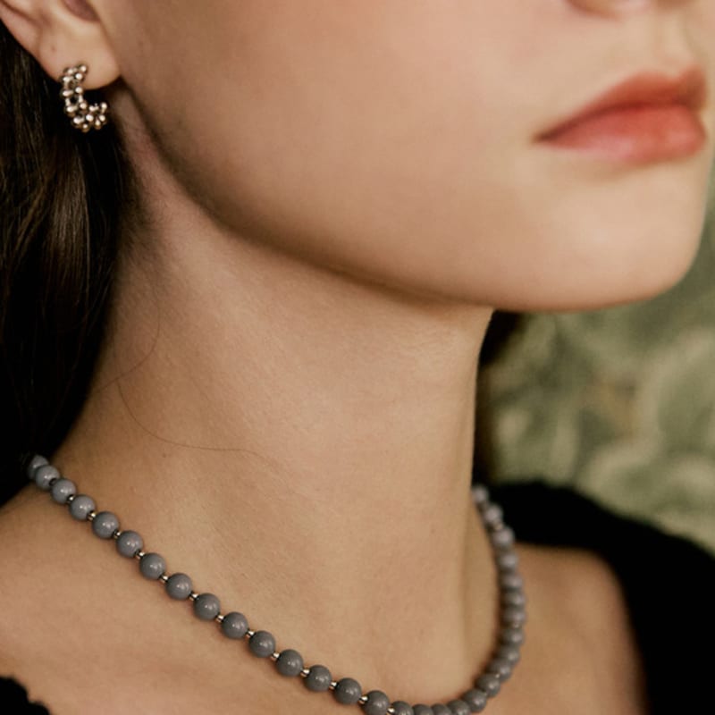 VINTAGE HOLLYWOOD Double Ring Ball Necklace_VH2479NE009M