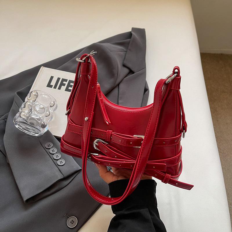 Versatile Crossbody Bag for Women Red Wine Shoulder Bags Monochromatic Texture Fashionable Shopping and Travel Women's Bags