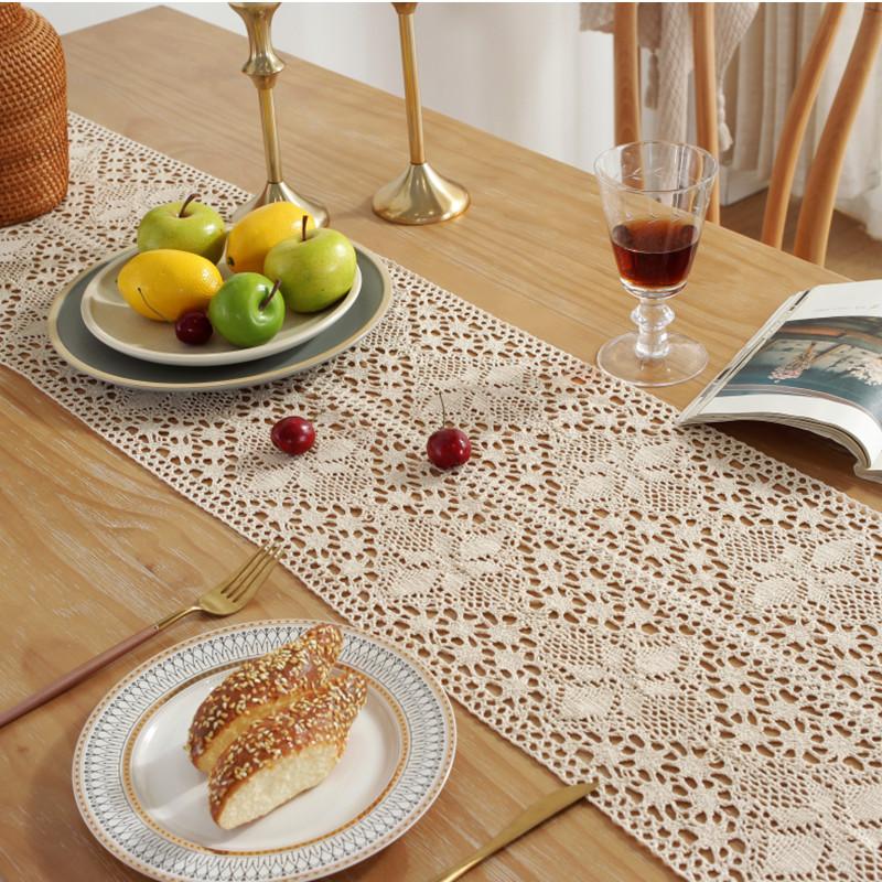 Beige Yarn Faux Hand Crochet Craft, Geometric Small Rhombus Pattern, Exquisite Hollowout Imitation Lace Country Romantic Fresh Leisure Series