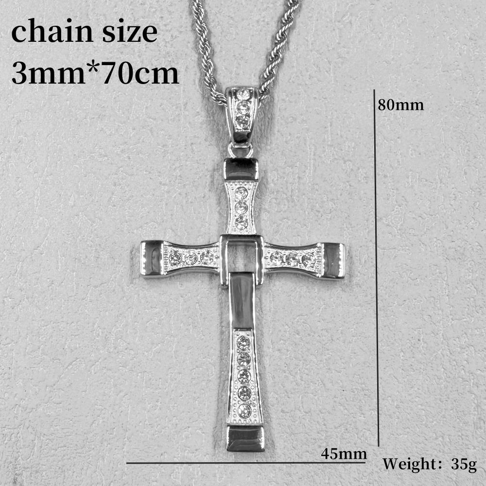 HIP hop Men/Women Cross Pendant Necklace with rhinestone Gold Color 316L Stainless Steel Necklace Popular