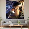 El Gato con Botas Tapestry Wall Hanging, Puss in Boots Spanish Poster Art, Animated Cat Wall Decor for Kids Bedroom