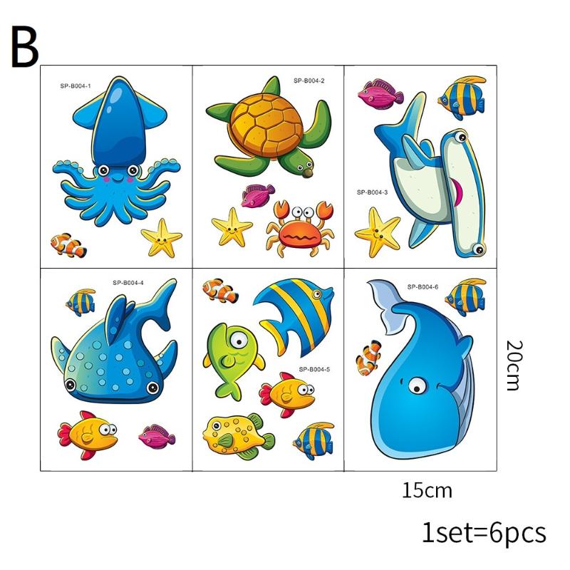 6Pcs/Set Bathtub Decoration Anti-Slip Bathtub Stickers Cartoon Coral Crab Small Fish Pattern Stickers Bathroom Pvc Frosted Batht