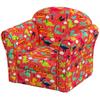 Kids Armchair with Dinosaur Design, Wooden Frame, for Bedroom, Playroom, Kids Room - Red