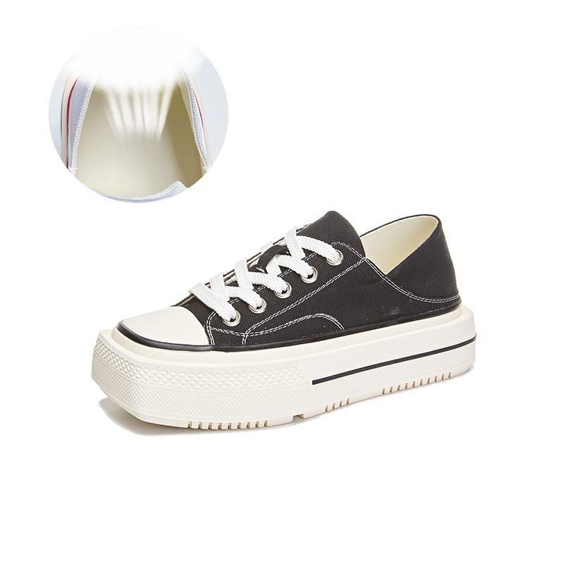 Chaussures Blanches Petites à Bout Carré Été Semelle Épaisse Chaussures de Planche Décontractées Respirantes Plates pour Femmes