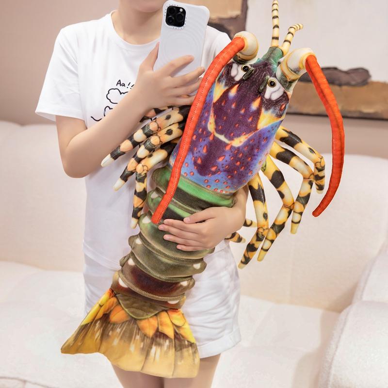 Wucifang Bags Unisex Black Lifelike Lobster Plush Toy Soft Stuffed Animal Colorful Throw Pillow Fun Home Decor Unique Christmas Gift For All Ages