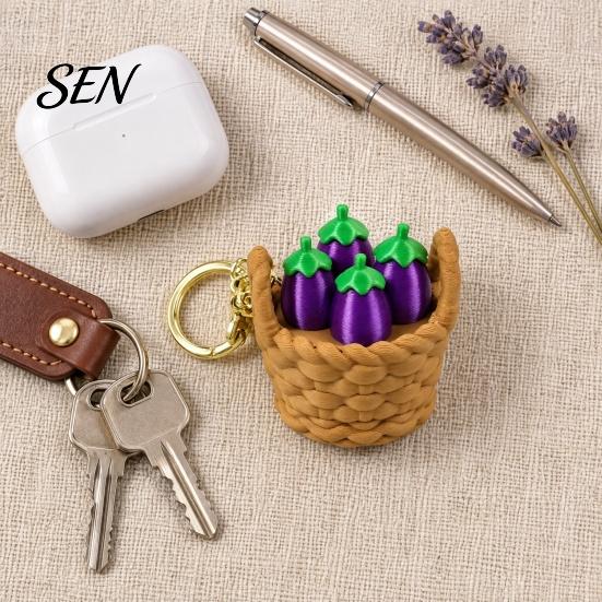 Miniature Desk Toys 3D Printed Mini Vegetable Basket Keychain, Cute Simulated Pendant, Unique Gifts for Friends Portable Stress Relief Clicker