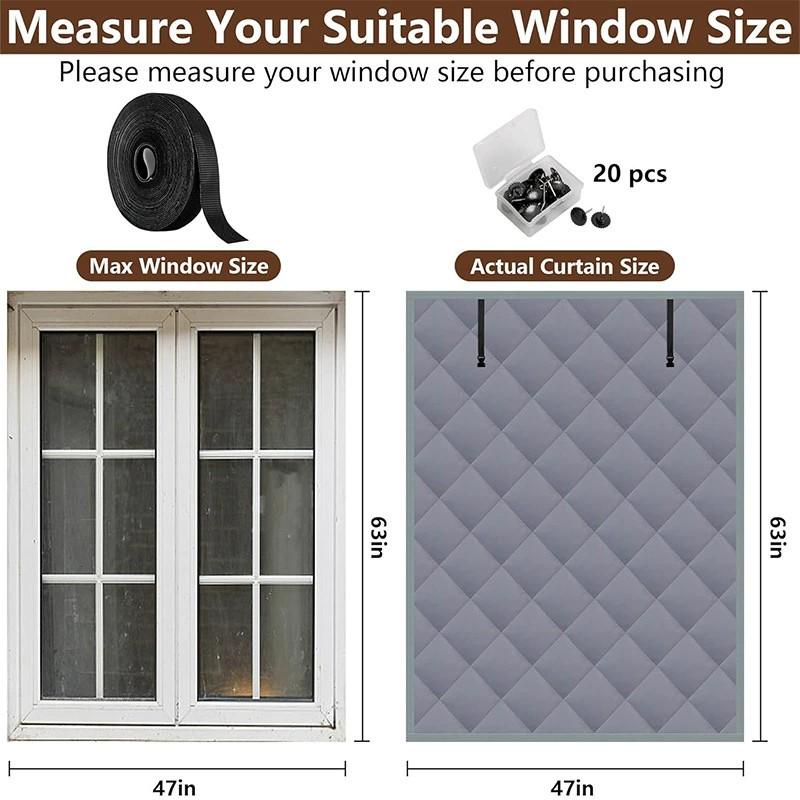 3 Layer Winter Insulated Window Cover-63x 47 IN Oxford Thermal Insulated Window Blanket For Winter Keeping Warm