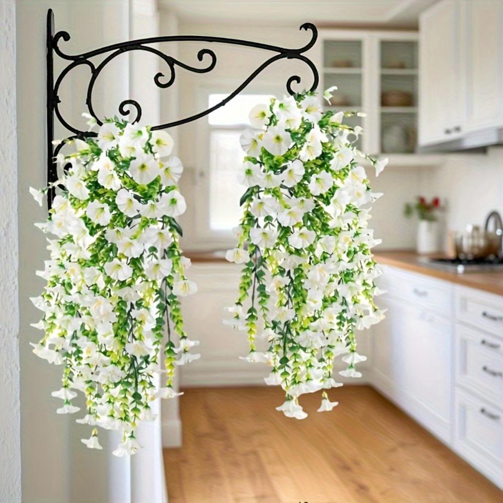 3 Artificial White Trumpet Flowers | Lifelike Hanging Flowers for Outdoor Faux Floral Arrangements | Suitable for Garden Decorations