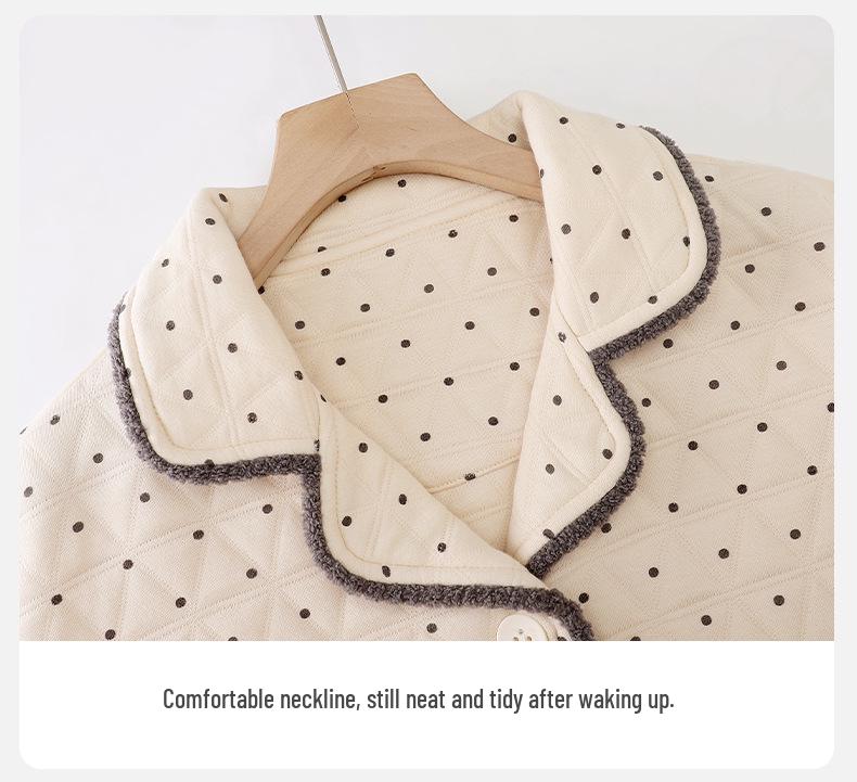 Women's Thick Long-Sleeve & Pants Lapel Set - Warm Casual Autumn/Winter Homewear
