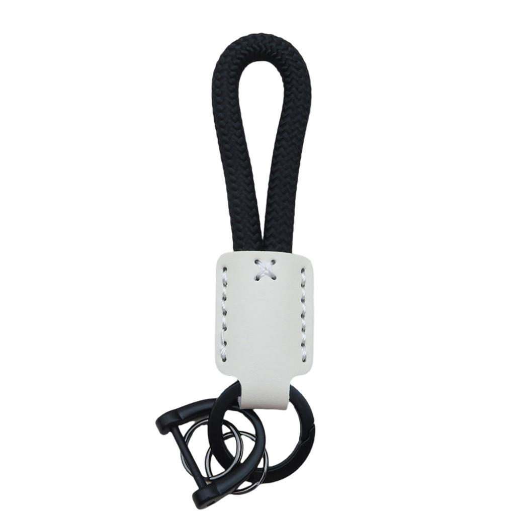 Braided Leather Key Holder Stylish Cowhides and Nylon Rope Keychain Hand Rope School Bag Pendant for Everyday Use