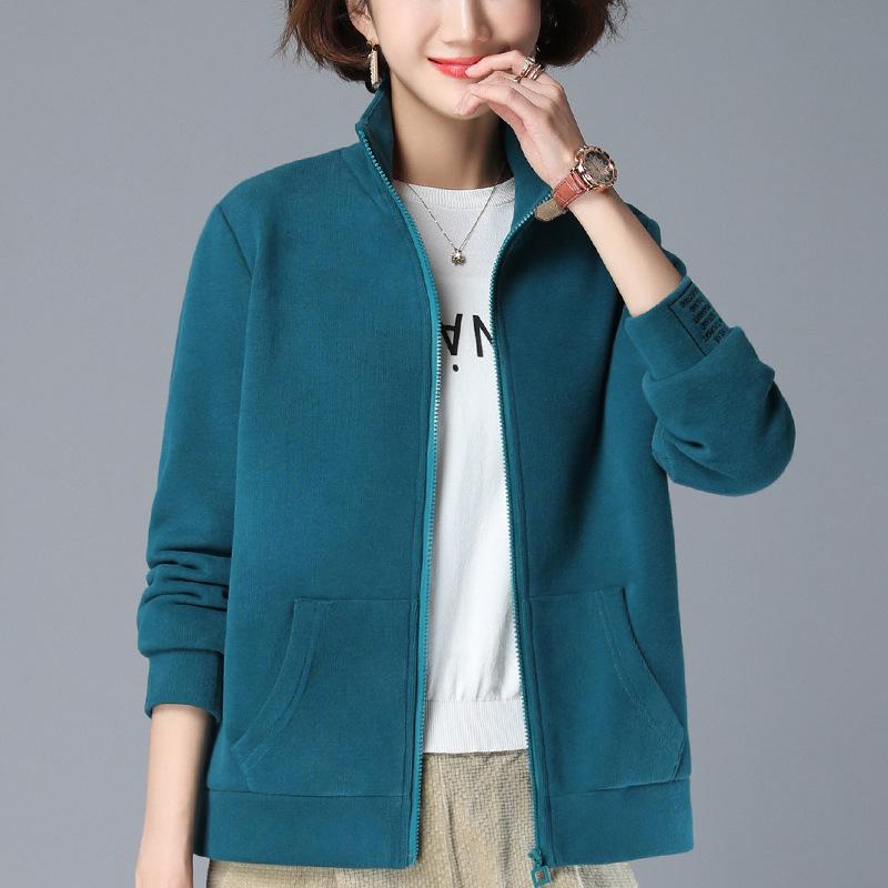 Women's 2024 Early Autumn Fleece Short Zipper Cardigan - Korean Style, Loose Fit, Fashionable Hoodless Jacket