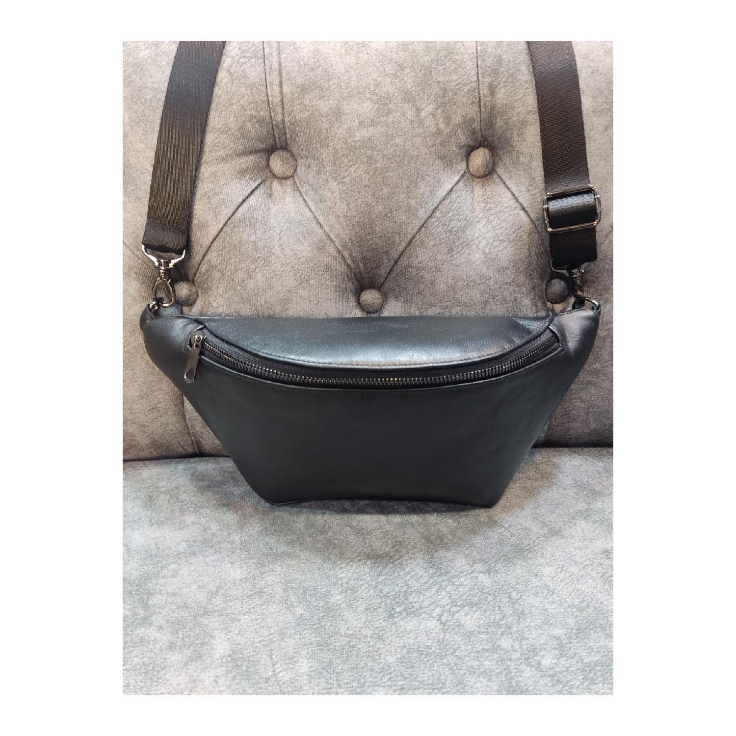 

Сумка Ddl из натуральной телячьей кожи на поясе и через плечо M/L чёрный