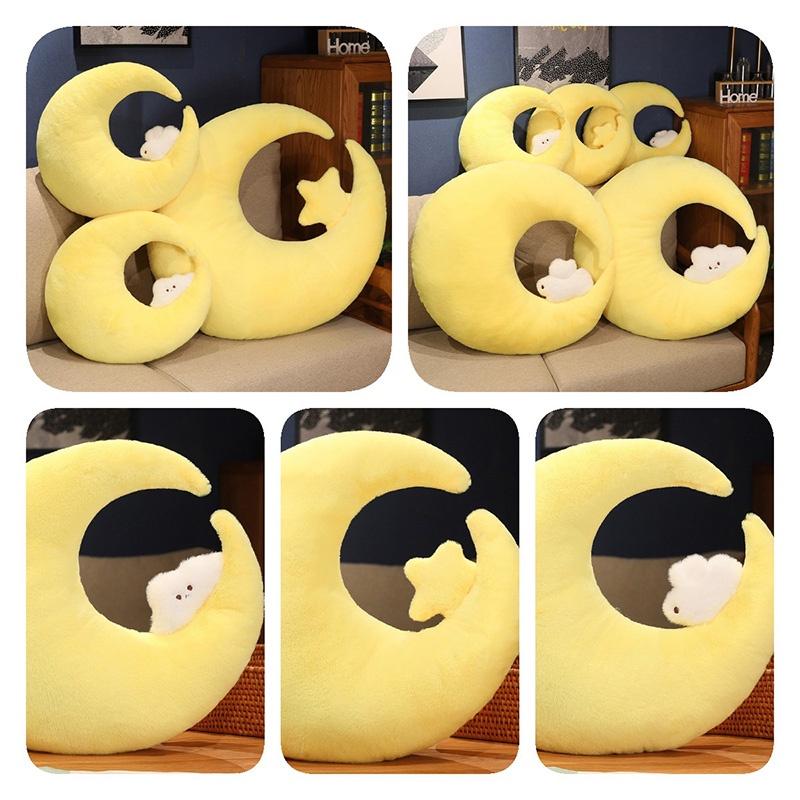 Cute Cartoon Moon And Star Plush Pillow Toy For Girls