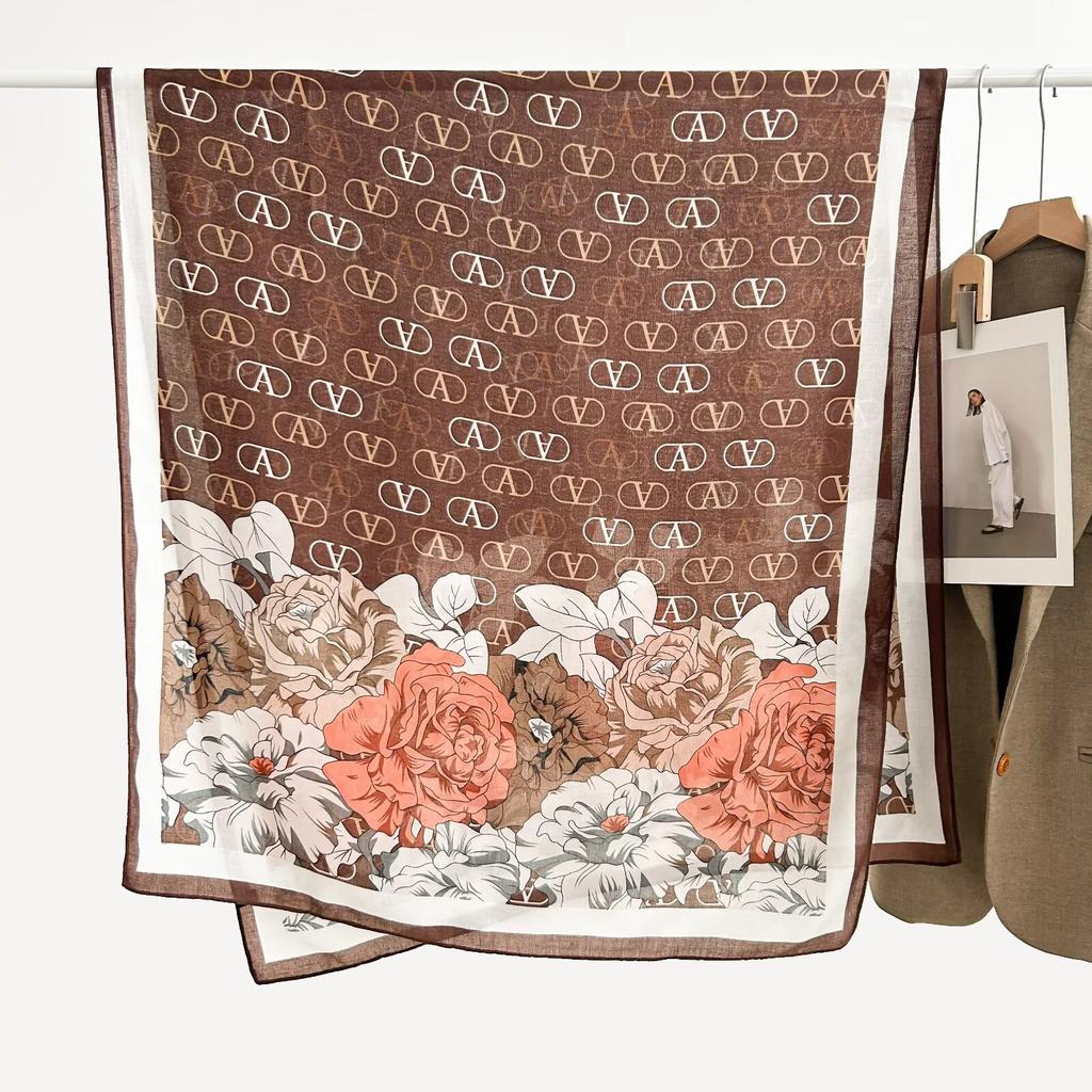 Thin Scarf Versatile Women's Scarf Shawl Imitation Cotton and Linen High-end French Silk Scarf Long Scarf Cross-border Special Supply