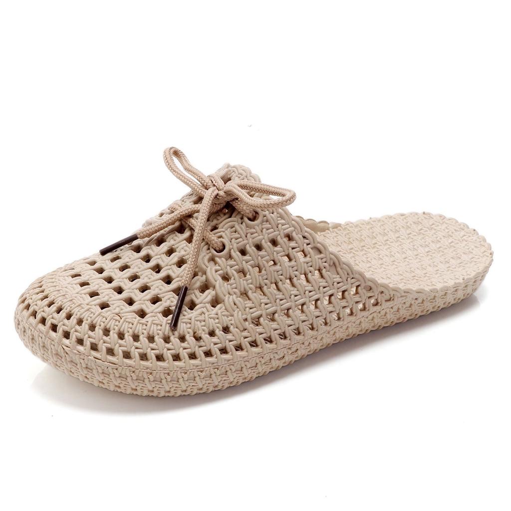 Baotou cool slippers women's non-slip casual beach slippers youth summer flat heel plastic hole home soft-soled shoes women
