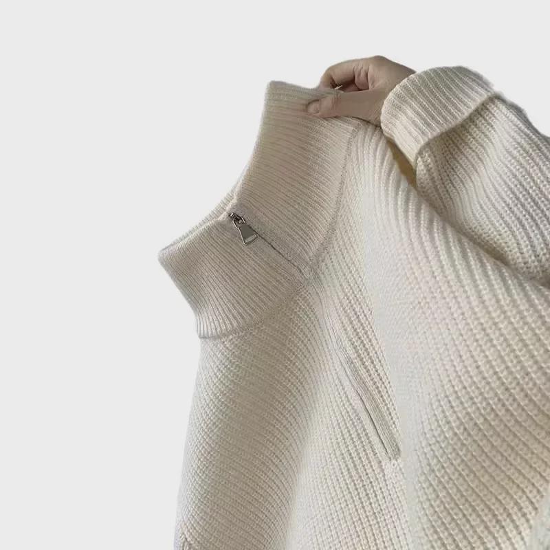 Trendy Men's Half Turtleneck Knitted Sweater: Loose, Solid Color, Casual, Autumn/Winter Style